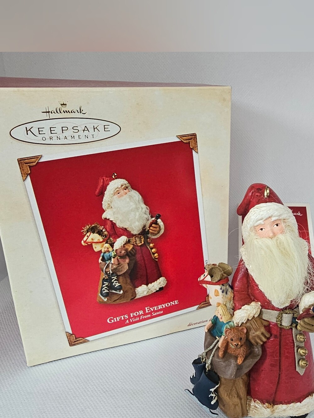 New Hallmark Ornament 2003 GIFTS FOR EVERYONE Visit from Santa Claus Present Jo